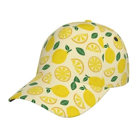 Niunew Baseball Caps for Men Women Adjustable Trucker Hats for Mens Womens Yellow Lemon Leaves Cover