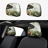YVNKHKU Auto-Kopfstützenbezug mit Katzenmotiv im exotischen Dschungel, weich, atmungsaktiv, passend für die meisten Autos, Limousinen, Lieferwagen, 2 Stück
