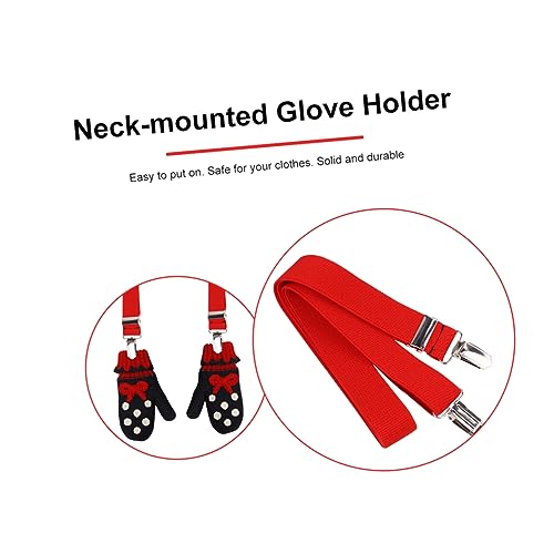 Beaupretty 2pcs Adjustable Elastic Glove Clips for Children Winter Mittens and Hat Holders Red Clip Set for Outdoor Activities2