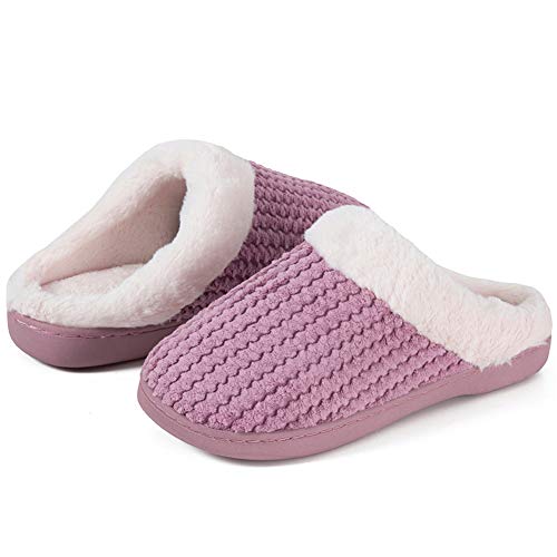 Zapatillas de Estar por casa Hombre Mujer Espuma de Memoria Cálido Comodidad Forro de Felpa Interior Antideslizante Pantuflas(Rosado, 40/41EU)