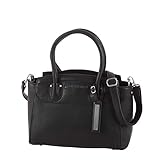 egholm 2150  Von Cronshagen Egholm Handtasche Damen, Businesstasche aus echtem Leder, 2in1 Henkeltasche und Umhängetasche (schwarz)