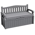 JUMMICO 80 Gallon Resin Outdoor Storage Bench with Cushion