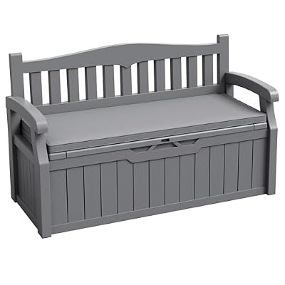 JUMMICO 80 Gallon Resin Outdoor Storage Bench with Cushion