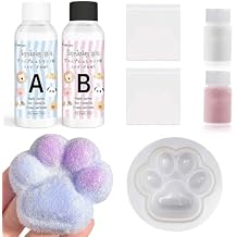 Anergoo Taba Squishy Making Kit - DIY Squishy Maker with 3" Paw Animal Silicone Molds, Liquid Gel & Flocking - Create Cute Squishies Adults 200g
