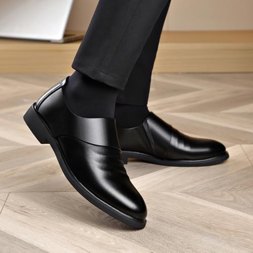 Mens Retro Leather Tuxedo Slip On Dress Loafers Classic Modern Flat Derby Shoes for Business Wedding Formal Church Black2