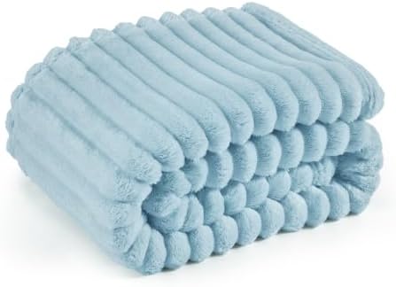 BEDSURE Kuscheldecke 150x200 Zimmer Deko - Tagesdecke, Hellblau | Geschenke für Frauen, Weich Sofadecke & Wolldecke, Warme Grobe Korddecke für Couch, Schlafzimmer & Wohnzimmer,Wasc