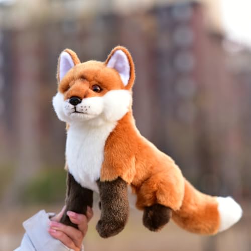 LIUHONGFEI Juguete de peluche de zorro sentado de simulación, muñeco de zorro rojo. Las extremidades delanteras tienen alambre de aluminio para que pueda sentarse de forma estable. (Hay alambre de