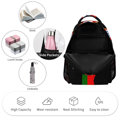 Portugal Flag Map Travel Backpack Casual Daypack Shoulder Bag with Adjustable Shoulder Straps3