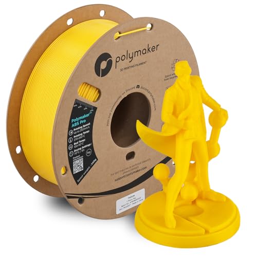 Image of Polymaker ABS Pro 3D Printer Filament 1.75mm, Yellow 1kg Engineering Grade ABS with High Heat Resistance, Durable, Tough, for Functional Parts, Printer Components & Prototypes