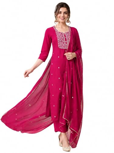Womens Designer Zari Embroidered Kurta Pant Set with Gota Border ...