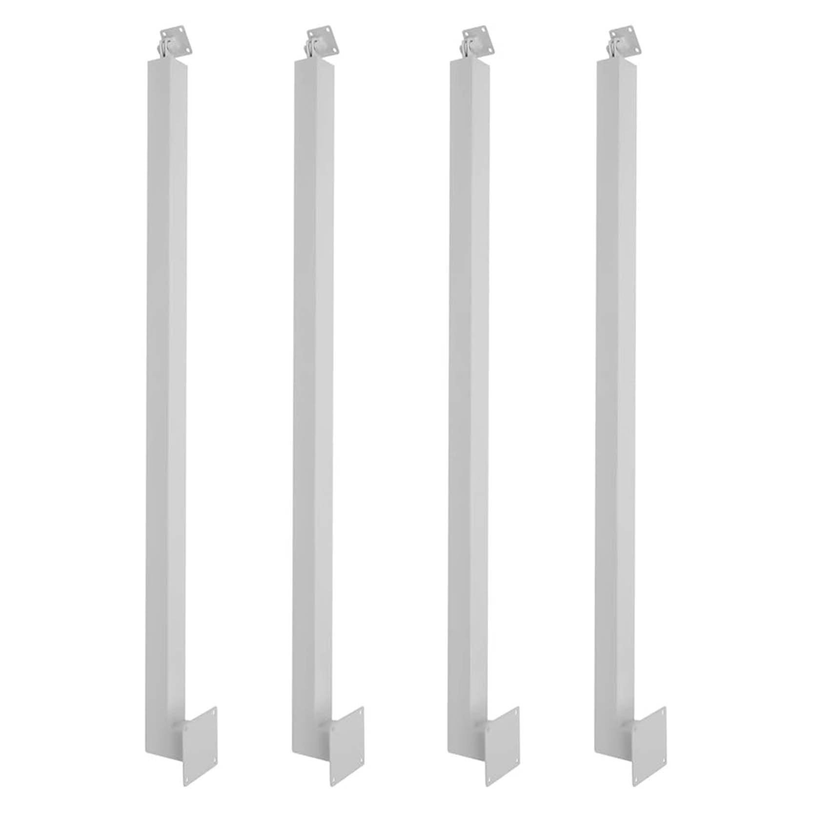 Decake White Metal Stair Post,Square Baluster Posts With Flat & Adjustable 270° Angle Bracket,Railing Spindles Decorative Railing Kits For Stairs Porch Handrails(Size:4 Pack-90Cm,Color:white)