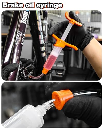 Image of Brake Bleed Kit for Shimano & SRAM, Hydraulic Bike Brake Bleeding Tool Kit for MTB & Road Bikes, Includes 10 Brass Connectors, Visual Oil Cup & Storage Base | Hydraulic Disc Brake Bleed Kit with 10 Brass Connectors