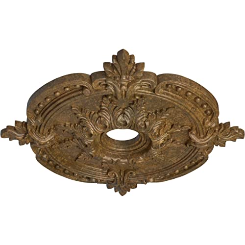 Image of Ekena Millwork CM28BERZS 28-3 /8 inch x 3-3 /4 inch x 1-5 /8 inch Benson Classic Ceiling Medallion, Rubbed Bronze