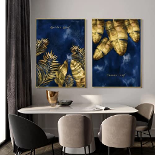 Plante tropicale affiches feuilles d'or triptyque 30x45cm