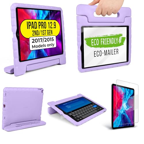 Official Cooper Dynamo Kids iPad Pro 12.9 Case for 1st/2nd Generation (2015/2017) | Unbreakable Protection, Magic Handle, Stand & Pencil Holder (NOT for 2018-2022 3rd-6th Gen) (Lollipop Violet)