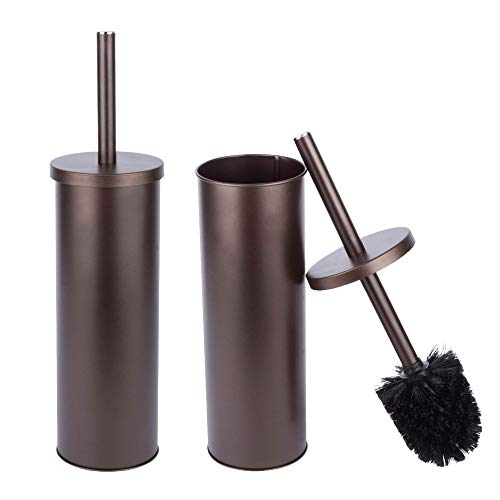 JS Jackson Supplies Sleek Toilet Brush and Holder with Metal Handle - Bronze, Pack of 2