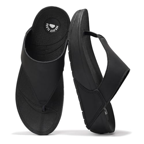 Image of Project Cloud Genuine Leather Women's Sandals - Thong Flip Flops with Plush Soft Insole, Arch Support & Non Slip Outsole - Comfortable Beach & Summer Slides