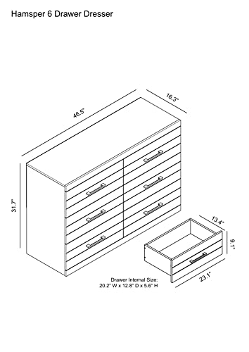 Galano Hamsper 6 Drawer Dresser - Chest Of Drawers For Bedroom - Clothes Storage - Drawer And Closet Organizer - Drawer Glides - Easy Assembly - Dusty Grey Oak #TOP3