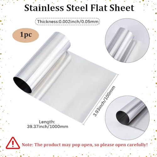 Beebeecraft 304 Edelstahl Folie Rolle 0,05x100x1000mm Feine Platte Blatt Nicht-Flecken für Schmuck Herstellung DIY Handwerk Elektronische Ausrüstung Hardware