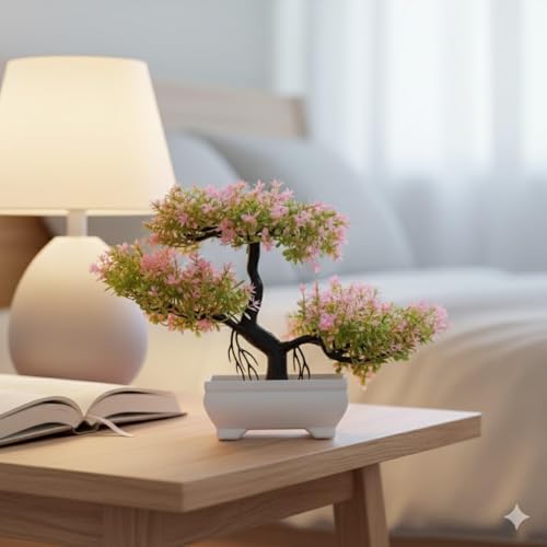 Image of SATYAM KRAFT 1 Pcs Artificial Small Bonsai Flower with Designer Pot | Realistic Looking - No Maintenance | Flower Pot for Home Decor,Office Decor, Table Decor.