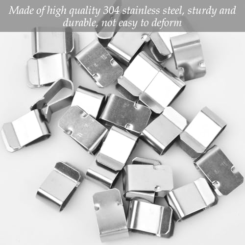 Edelstahl Feder U-Clip, Befestigungsklammern 21,4 x 12 mm, Rostfreier Stahl Feder U Klammer, Metallclip Silber Wiederverwendbar für Lichtschachtabdeckungen Kellerschachtabdeckungen Gitter, 12 Stück