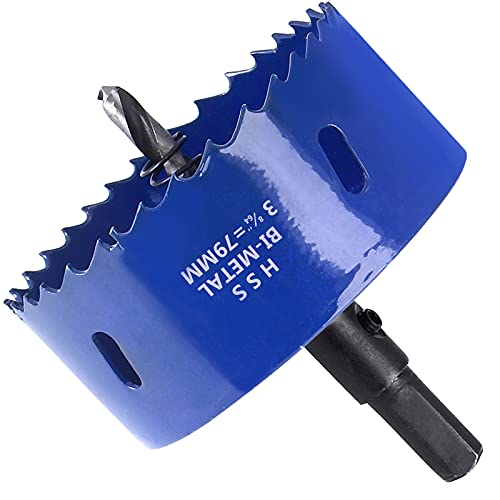 Image of Luomorgo 3-1 /8 inch 79mm Hole Saw, 1 1 /4 inch Cutting Depth HSS Bi-Metal Hole Cutter with Hex Shank Drill Bit Adapter for Wood Cornhole Boards Plastic Drywall Fiberboard