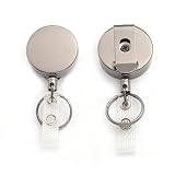 QICAITU 2 Pack Heavy Duty Retractable Badge Holder Reel, Will Well Metal ID Badge Holder with Belt C
