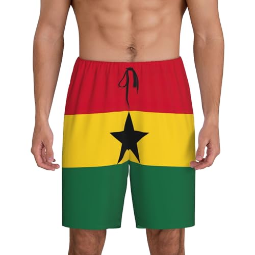 Flag Of Ghana Men,S Comfy Lounge Sleeping Imitation Cotton Shorts Pants Pockets Inserted On Both Sides