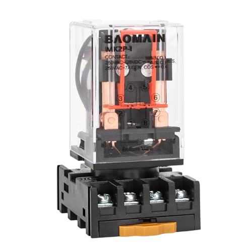 Baomain Relè di potenza, MK2P-I, bobina AC 220 V, DPDT, 8 poli con attacco a...