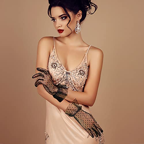 Geyoga GEYOGA-106257 4 Pairs Ladies Lace Gloves Women Elegant Short Gloves Summer Floral Courtesy Gloves Wedding Polka Dot Gloves Costume Gloves thumb #4