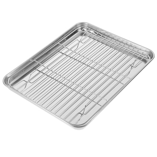 Alipis Bandeja para Hornear con Rejilla Bandeja para Hornear de Acero Inoxidable Bandeja para Hornear Rectangular con Rejilla para Enfriar Bandeja para Asar con Rejilla