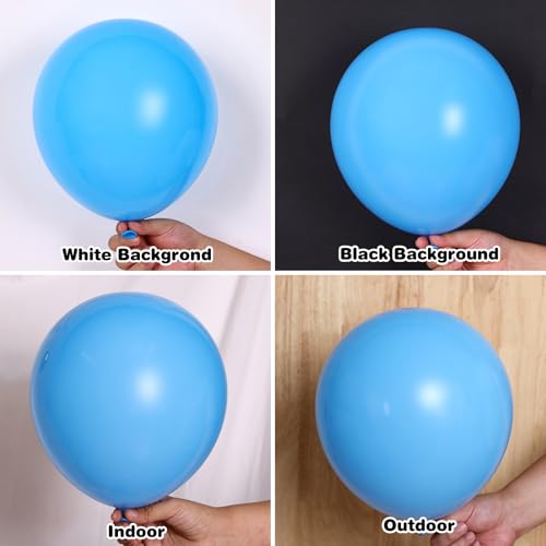 Image of RUBFAC Light Blue Balloons 129pcs Different Sizes 18 12 10 5 Inch for Garland Arch, Sky Blue Balloon for Graduation Birthday Gender Reveal Baby Shower Party Decoration