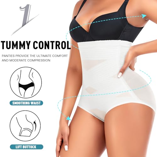 Image of Werena Women Tummy Control Shapewear Panties Shaping Underwear High Waist Body Shaper(#1 Shaping High White, X-Large)