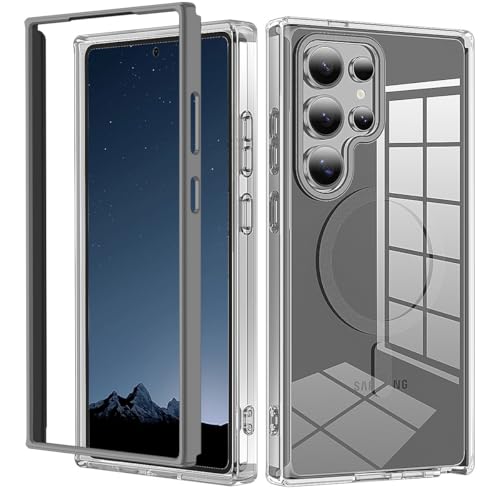 �X�}�z�P�[�X For Galaxy S24 Plus �p �ی� �t���[���ƃP�[�X�̓�d�\�� Magsafe�Ή� �M�����N�V�[ S24 Plus �g�уJ�o�[ �����x�^�b�` �w�ʃN���A �l�p���� �J�����ی� ��d�\�� �}�O�l�b�g �T���X�� S24 Plus �J