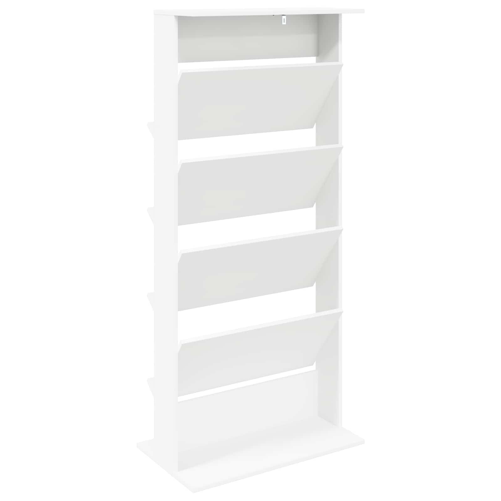 Portariviste, bianco, 70 x 41 x 156 cm, in legno | Scaffale stabile con 4 ripiani per riviste e documenti in ufficio, soggiorno o camera da letto.