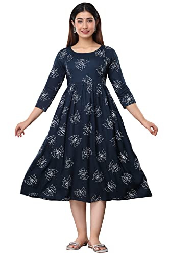 Image of Vinny's Creation Women's Cotton Maternity Kurti | Floral Printed Feeding Kurta with Hidden Zipper | Stylish Pregnancy Gown & Nursing Dress for Womens