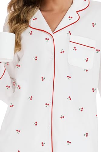 Image of LUBOT 100% Cotton Pajamas for Women Pajama Set 2 Piece PJ Sleepwear Set Soft Ladies Button Knit Long Sleeve Loungewear XS-XXL