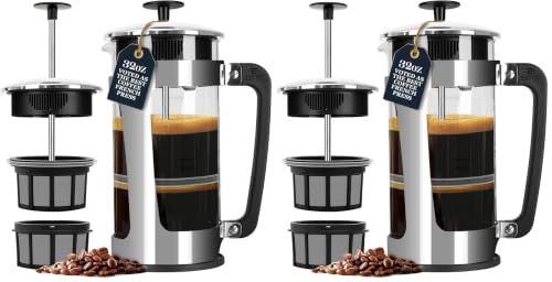 Image of ESPRO Plus P5 French Press Coffee Maker - Patented Double Micro-Filter for Grit Free Brew, Heat-Resistant Thicker Borosilicate Glass Coffee Press - (32 oz) (Pack of 2)
