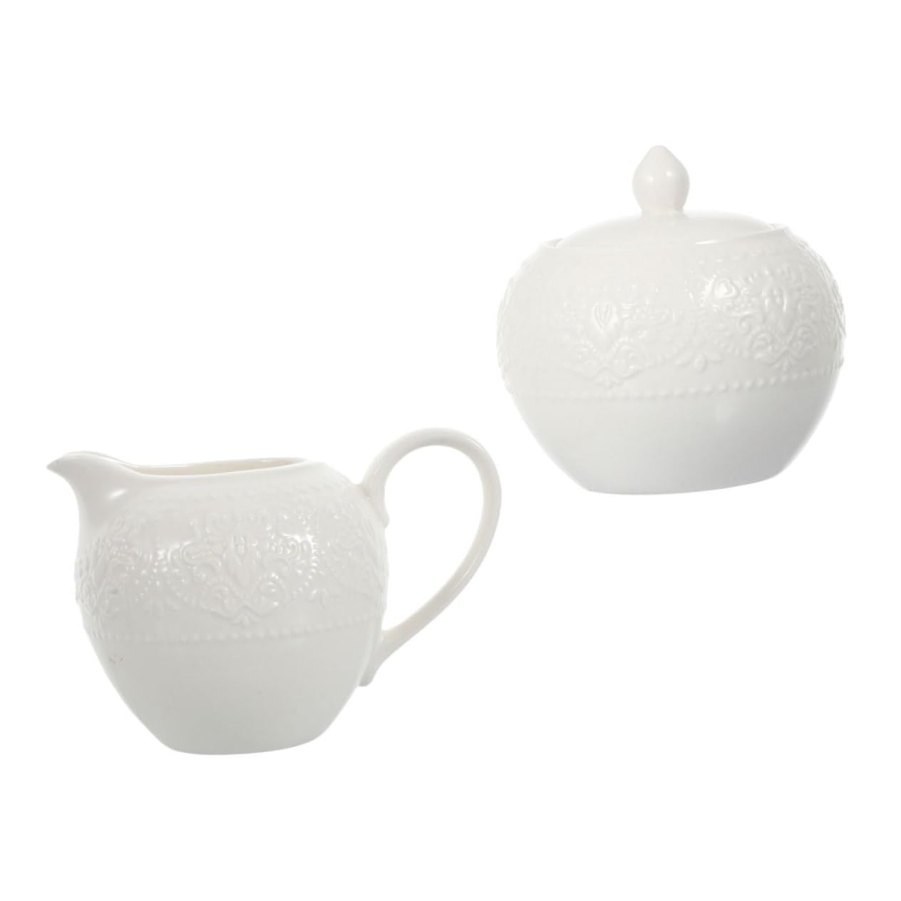 Juego de Azucarero y Hervidor de Leche Cerámico 2 Piezas, Contenedor Tapa y Diseño en Relieve, Color, Adecuado para Café y Uso Doméstico