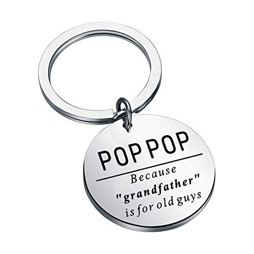 MAOFAED Poppop Gift Pop Pop Keychain Fatherâ€™s Day Gift Grandpa Gift Grandfather Birthday Gift Best Pop Pop Ever Keychain For Grandpa (pop pop old guy)