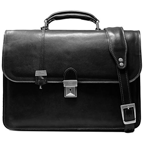 Floto Duomo Full Grain Leather Briefcase in Black (Black)