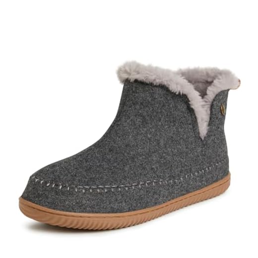 Dearfoams Alpine Men's Brixen Boot Slipper, Dark Heather Grey, Medium