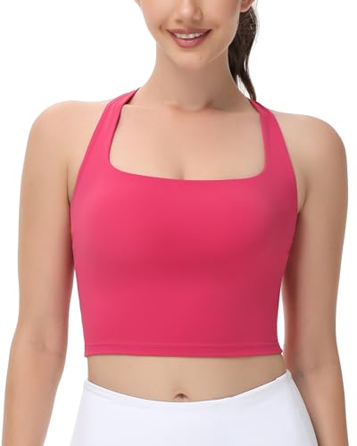 Image of romansong Strappy Yoga Sports Bras for Women Padded Criss-Cross Back Tank Tops