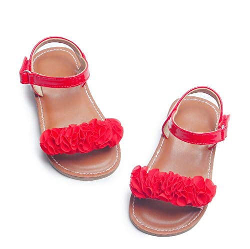 Image of Kolan Toddler Girl Sandals Open Toe Flat Princess Dress Shoes Little Kids