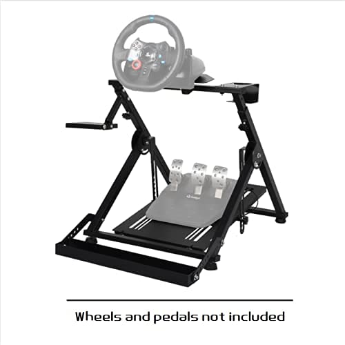 Hottoby Racing Steering Wheel Stand With Pulley Chair Fixing Adjustable For Fanatec Thrustmaster Logitech G25 G27 G920 Gaming Simulator Driving Stand Shifter Wheel Pedals Not Included #TOP7
