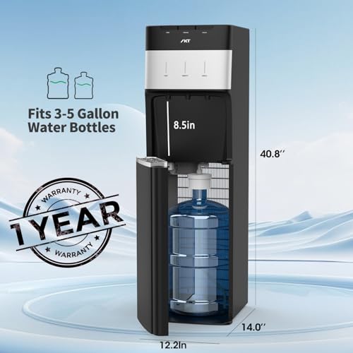 Image of IKT Self Clean Bottom Loading Water Cooler Dispenser for 5 Gallon Bottle with Empty Bottle Alert, Child Safety Lock, Black
