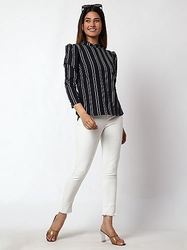Image of PRETTIFY Womens Navyblue Polka Dot Top