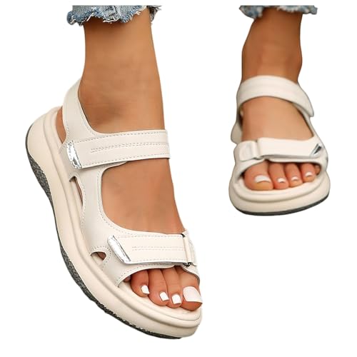 pxjsdwe sandalen damen weiß, Sandalen Damen Trekking Bequeme Orthopädische Sandaletten Sport Outdoor Wandersandalen Sommer Leichte Rutschfeste Trekkingsandalen Breite Füße Plateau Sommerschuhe 38