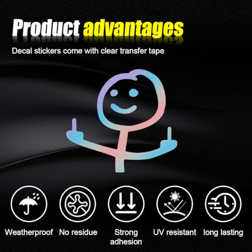 Image of KITUREK Car Fuck You Meme Vinyl Sticker Decal, Colorful, Large | Funny Personalised Cartoon Middle Finger Sticker, Fit for Cars Windows Bumpers Trucks Motorcycles or Any Other Smooth Surface