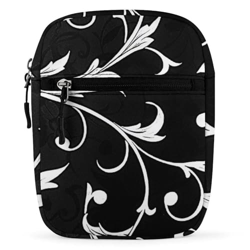 Satchel Tote Bag Messenger Bag White Leaf Swirl Printed Mini Sling Bag Purse Suitable for Work Travel